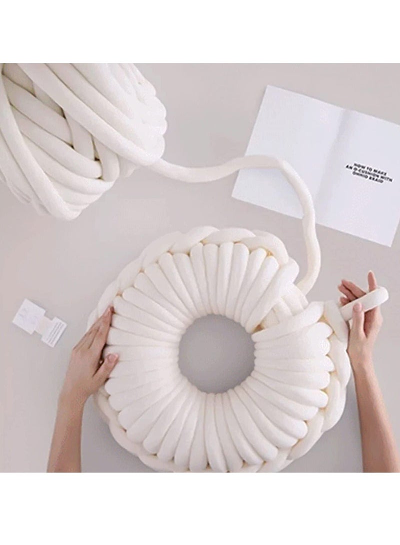 SYOSI Arm Knitting Yarn for Chunky Braided Knot Throw Blanket DIY Soft Extra Cotton Washable, Bulky Giant Yarn for Weave Craft Crochet Sofa Blanket Pillow Pet Bed 3CM W / 36Feet L, 1.1LB - Image 1