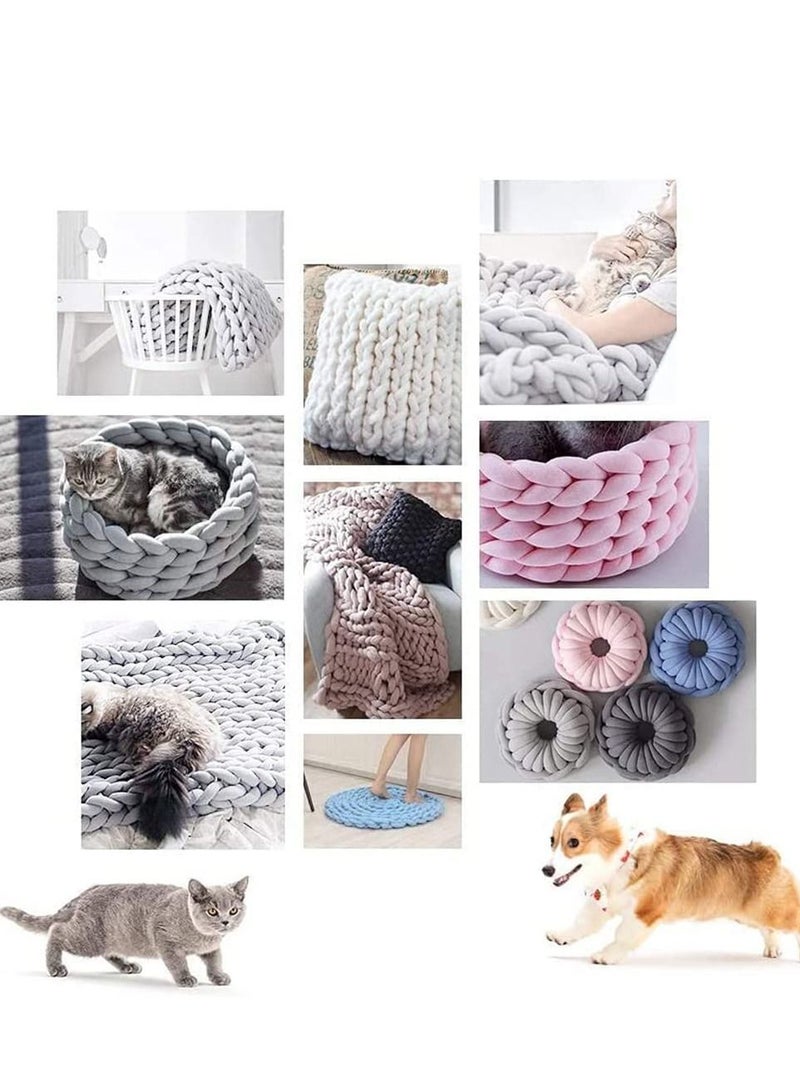 SYOSI Arm Knitting Yarn for Chunky Braided Knot Throw Blanket DIY Soft Extra Cotton Washable, Bulky Giant Yarn for Weave Craft Crochet Sofa Blanket Pillow Pet Bed 3CM W / 36Feet L, 1.1LB - Image 5