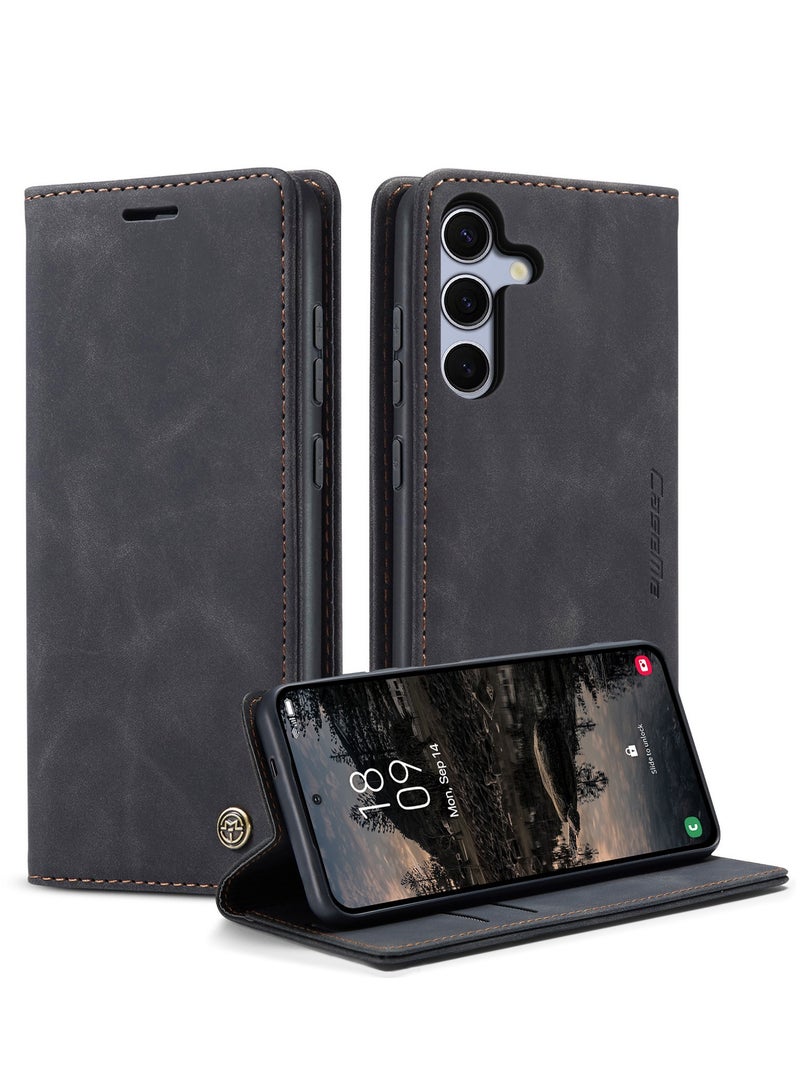 CaseMe For Samsung Galaxy S25 FE Cover, Soft PU Leather Flip Cover, Full Body Protective Mobile Phone Wallet Case - Image 1