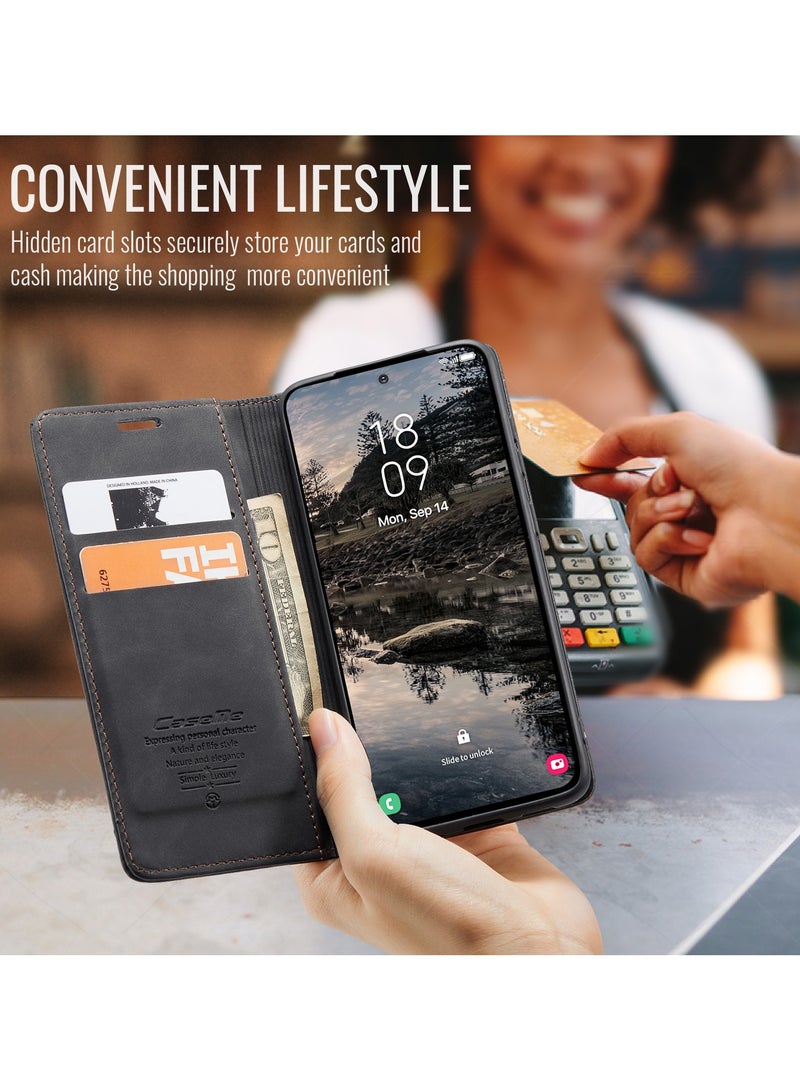 CaseMe For Samsung Galaxy S25 FE Cover, Soft PU Leather Flip Cover, Full Body Protective Mobile Phone Wallet Case - Image 4