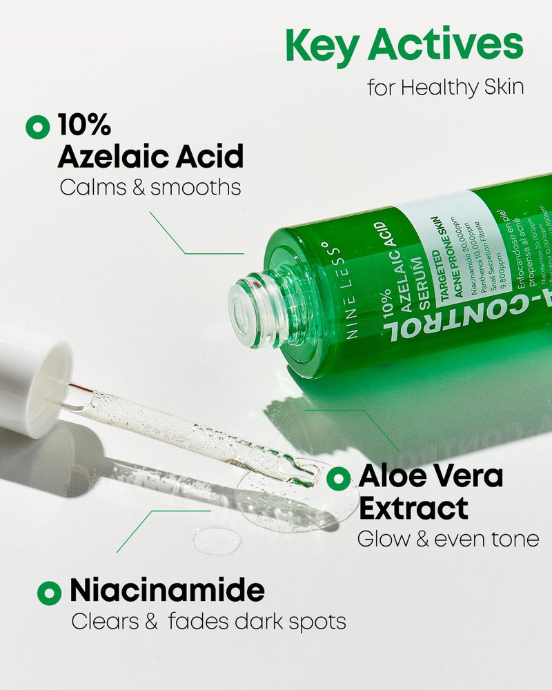 Nineless 10% Azelaic Acid Serum with Niacinamide & Snail Mucin - Redness Relief & Dark Spot Corrector for Face - Facial Serum for Acne-Prone, Oil Control & Pore Care 1.01 fl.oz - Image 3