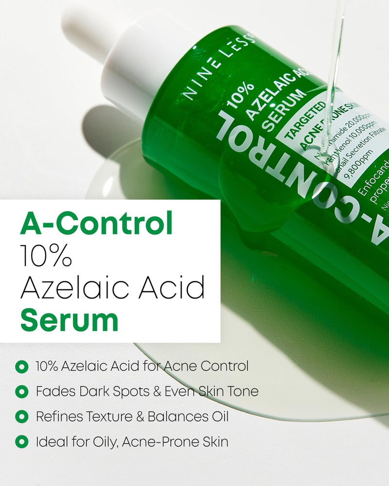 Nineless 10% Azelaic Acid Serum with Niacinamide & Snail Mucin - Redness Relief & Dark Spot Corrector for Face - Facial Serum for Acne-Prone, Oil Control & Pore Care 1.01 fl.oz - Image 2