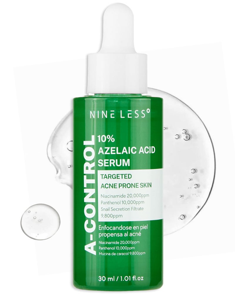 Nineless 10% Azelaic Acid Serum with Niacinamide & Snail Mucin - Redness Relief & Dark Spot Corrector for Face - Facial Serum for Acne-Prone, Oil Control & Pore Care 1.01 fl.oz - Image 1