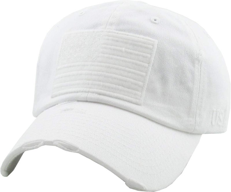 KBETHOS KBVT-209 WHT Tactical Operator with USA Flag Patch US Army Military Baseball Cap Adjustable - Image 1