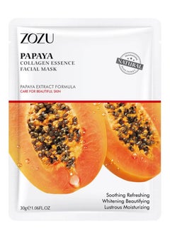 Zozu 10 Pcs Papaya Collagen Essence Facial Mask Set Soothing Refreshing Whitening Moisturizing Beautifying Skincare Face Mask Sheet for Women and Men Hydrating Skin care Facial Sheet Masks with papaya Extract  - Image 2