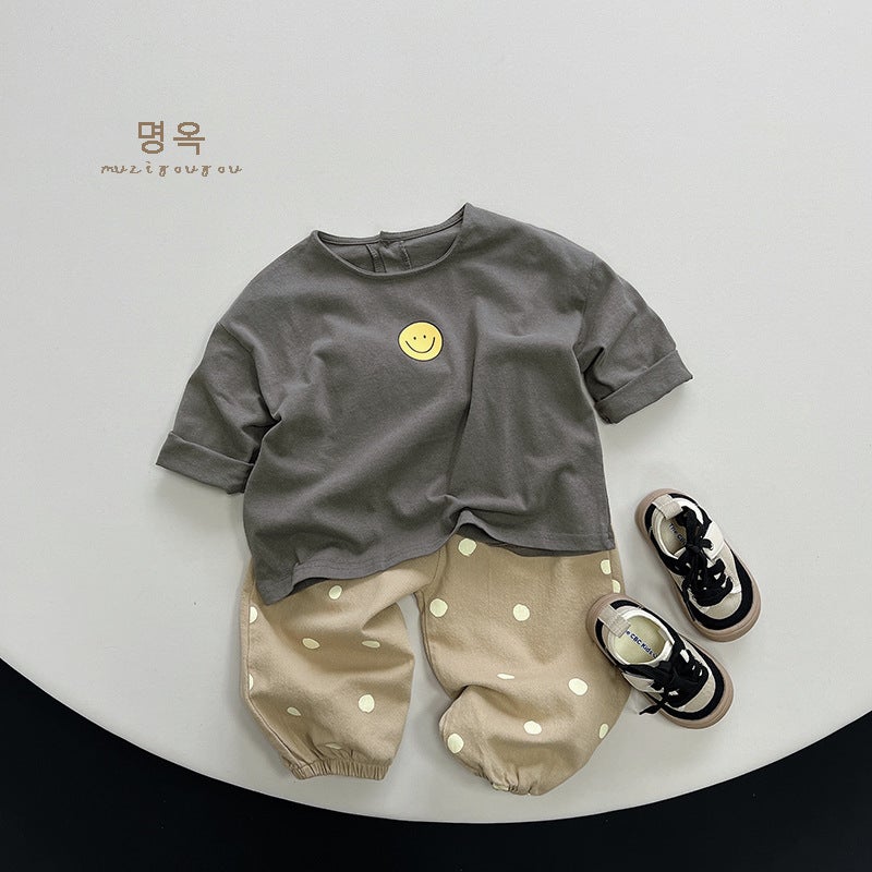 Children'S T-Shirt New Style Western Style Long Sleeve Smiley Printed Base Shirt Baby Casual Top For Boys And Girls - Image 4