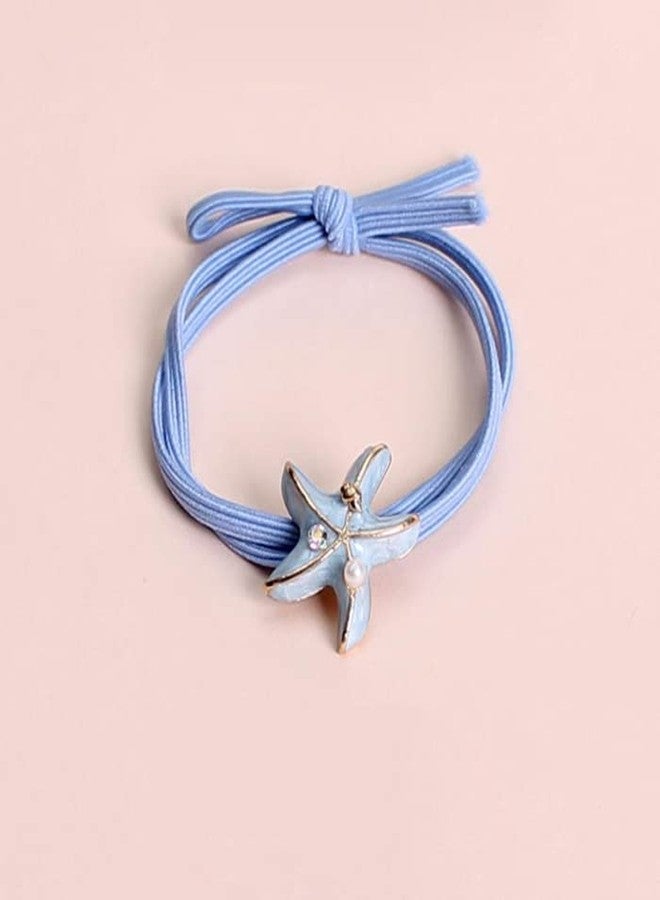 BBTDIN Summer Hair Tie Beach Ponytail Holder Shell Starfish Hair Rope Band Ocean Hair Rings Tie BW19 (4 Pcs-Set) - Image 4