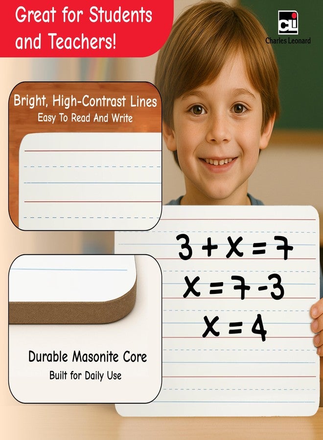 Charles Leonard Dry Erase Board Classroom Pack - Mini Lapboard School Supplies - Set of 12 One-Sided Lined Dry Erasable White Boards, 9x12 Inches (35115) - Image 4