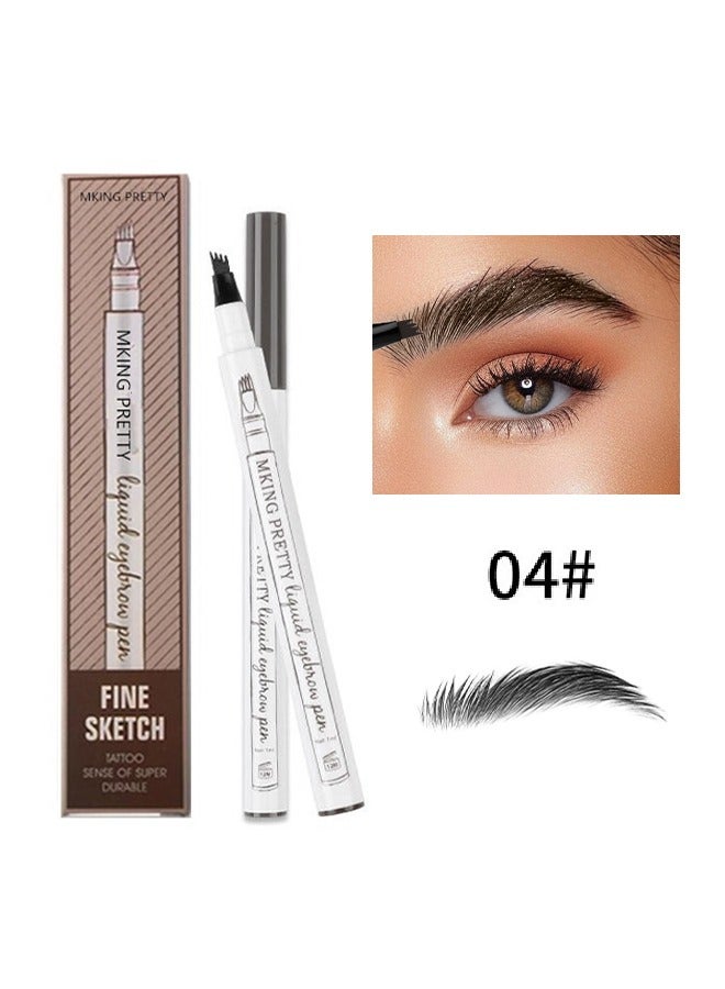 Mking Pretty Liquid Eyebrow Pen-Upgrade Waterproof Brow Pencil with Micro-Fork Tip,3D Magic Eyebrow Pencil 4-Head Split Waterproof Long-lasting Eyebrow Pencil (#04 Black) - Image 2