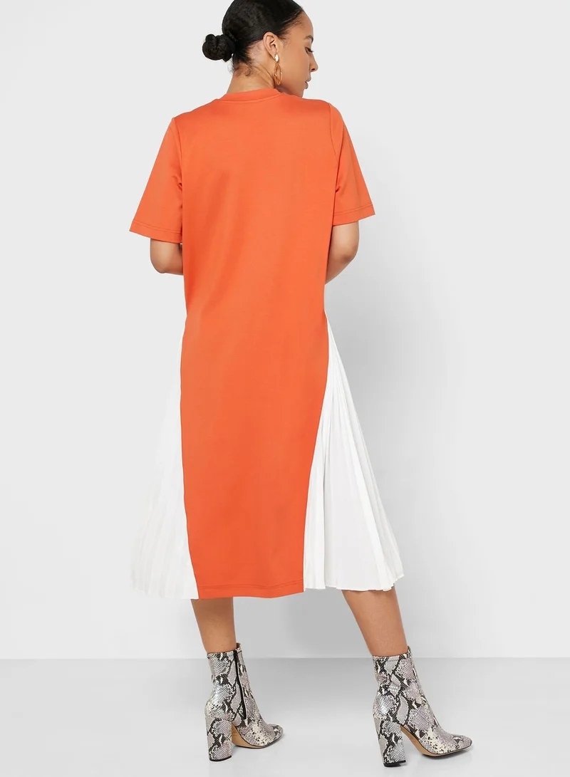 RINA Pleated Detail Colorblock Dress