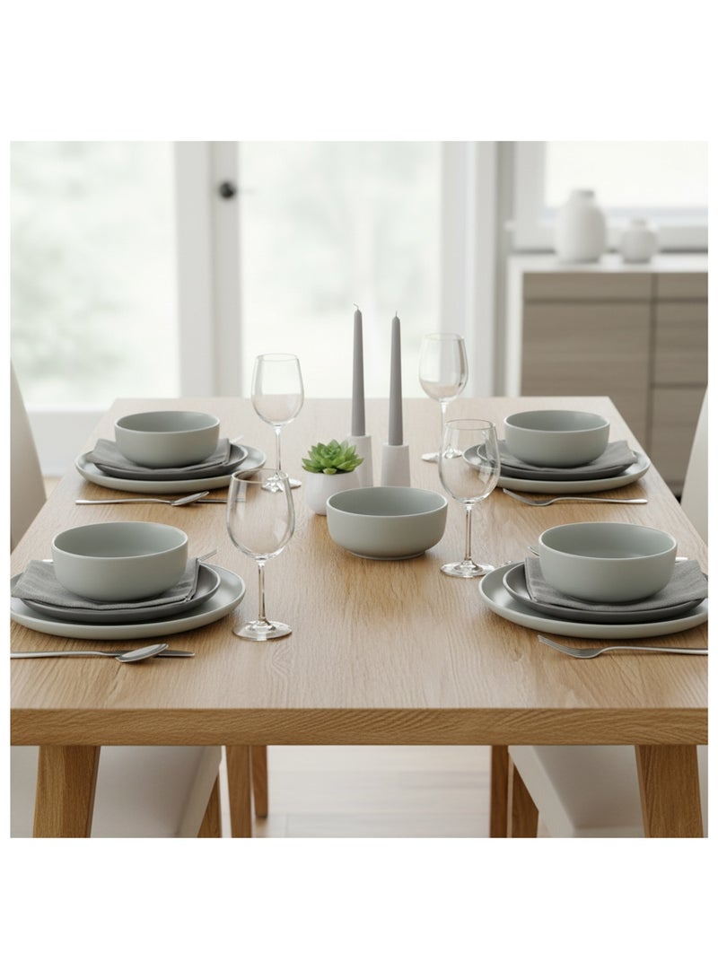 Shallow Nordic Stoneware Dinner Set, 12 Pieces - Image 2