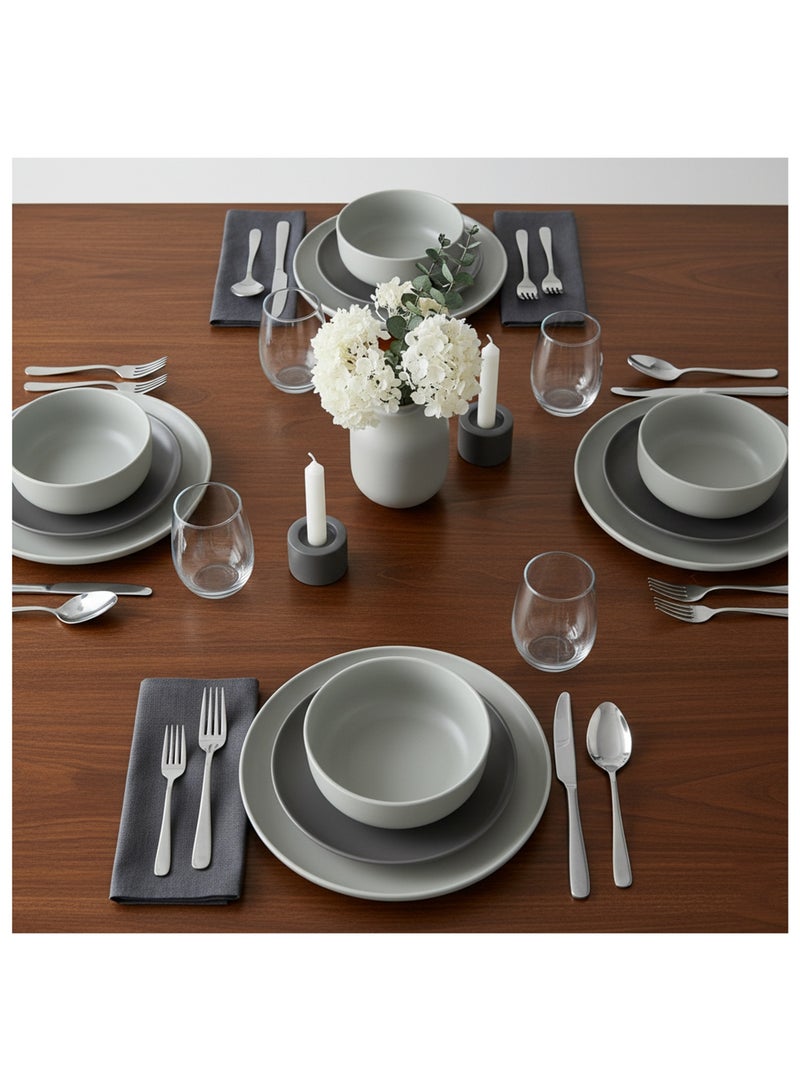 Shallow Nordic Stoneware Dinner Set, 12 Pieces - Image 3