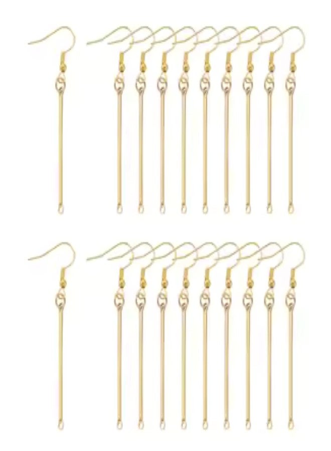 ST logo 20 Pcs Golden Bar Links with Attach Earring Hooks for Jewelry Making Bar Links Connector Bar Link Earring Connectors 2-Hole Stick Strip Beads Necklace Bracelet Earring Connectors for Jewelry Making - Image 1