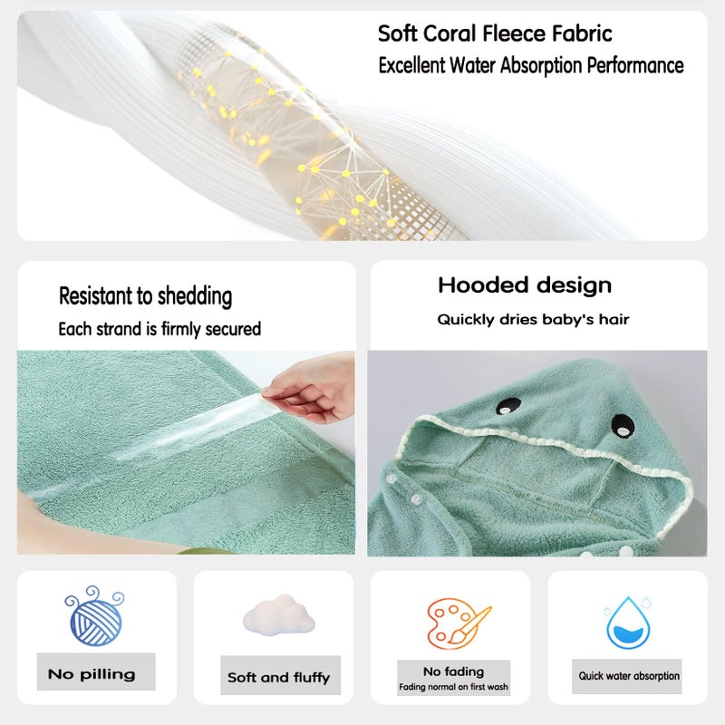 IFaryMes Toddler Bath Towel Baby Towels with Hood 27.5"X55" Ultra Absorbent Soft Bathrobe Blanket Kids Shower Towel for Girls and Boys(Mist Tree) - Image 3