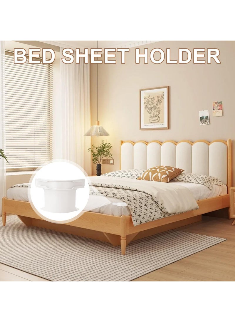 Dominy Bed Sheet Holder With Lock Strips, 4pieces Heavy Duty Bed Sheet Fasteners, Beds Fitted Sheets Clips, Non-Slip Bedsheet Lock, Fitted Sheets Corner Holders, For Mattress Protectors, Bedding(White)  - Image 2