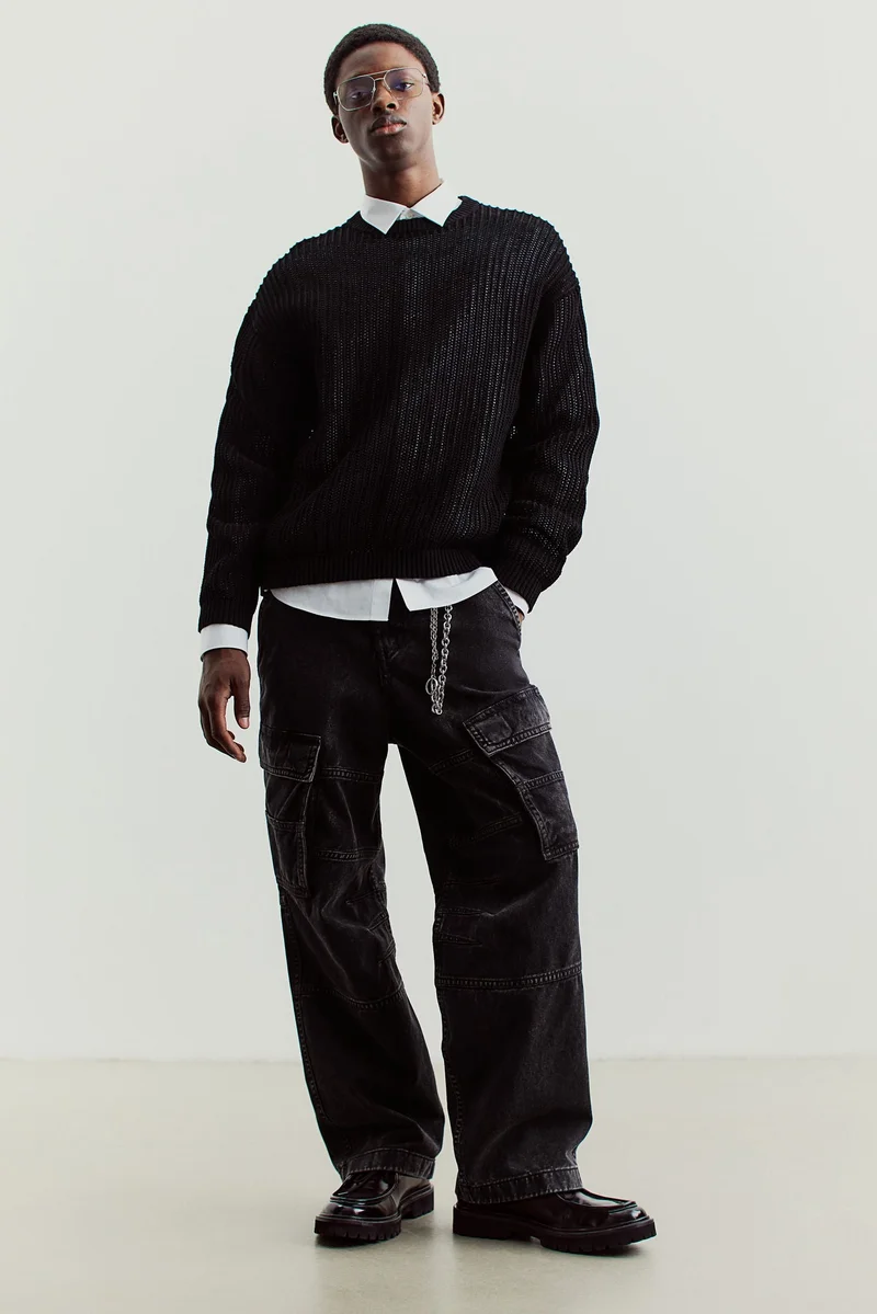 اتش اند ام كنزة محبوكة بقصة فضفاضة