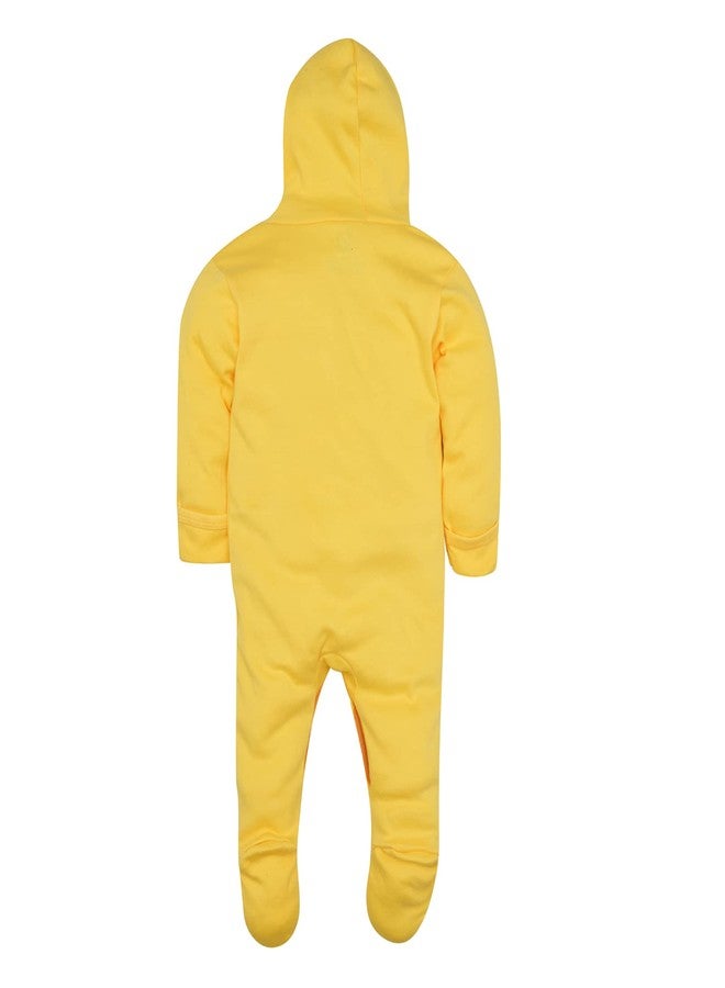 Magic Town Front Open Full Sleeves Sleepsuit Hooded with Foot Easy Dressing and Diapering Romper Set of 2 (9-12 months, Yellow) - Image 5
