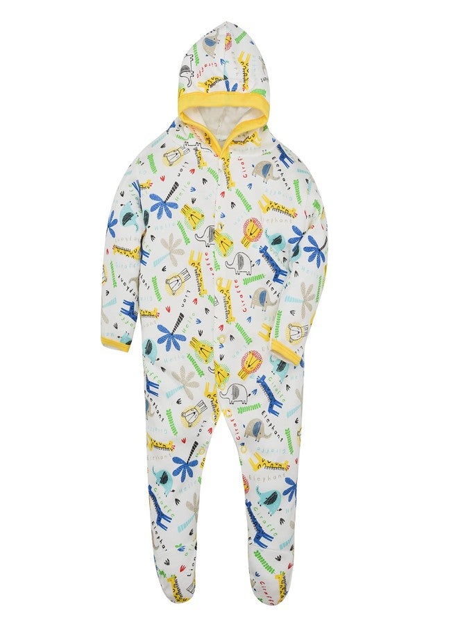 Magic Town Front Open Full Sleeves Sleepsuit Hooded with Foot Easy Dressing and Diapering Romper Set of 2 (9-12 months, Yellow) - Image 3