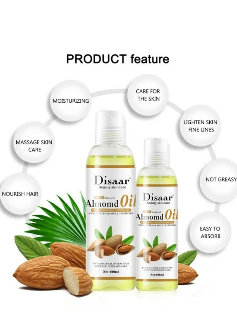 Disaar Almond body Oil  2 PCS 2*100 ml - Image 4