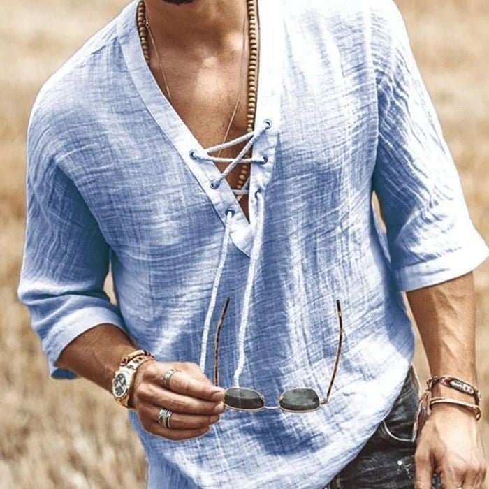 2022 New wish Explosions Men's Chest Tie Corn Mid-Sleeve T-Shirt Shirt - Image 3
