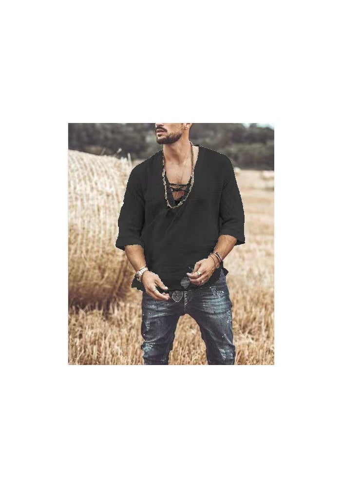2022 New wish Explosions Men's Chest Tie Corn Mid-Sleeve T-Shirt Shirt - Image 1