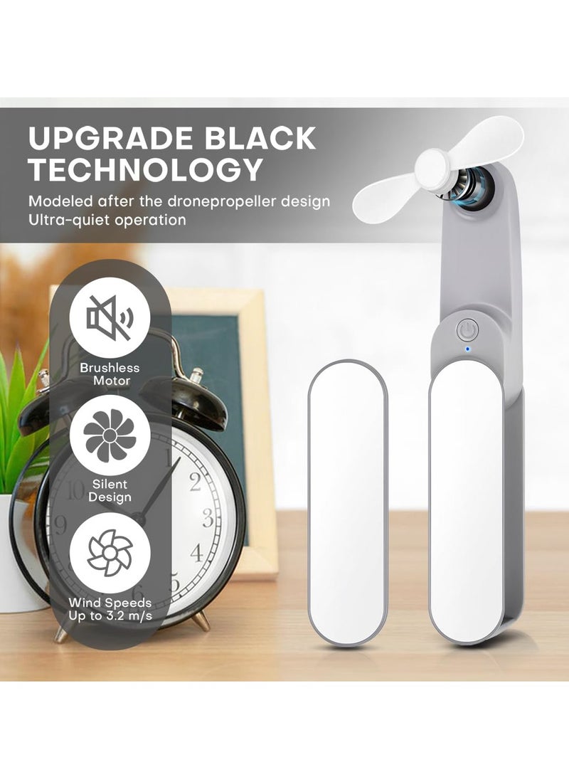 SYOSI Handheld Mini Fan, 2-Speed Rechargeable Travel Fan, 1500mAh, Portable USB Small Pocket Fan, Foldable Eyelash Fan, Personal Fan for Women, Outdoor Travel Essentials - Image 2