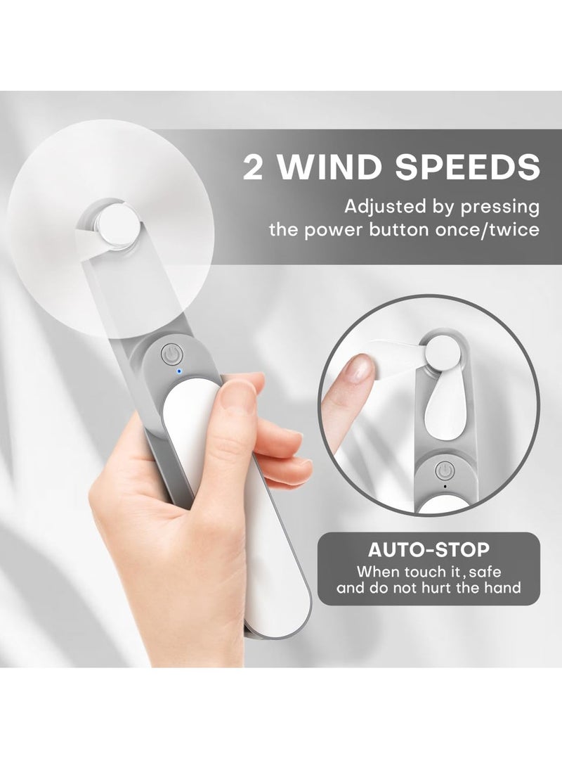 SYOSI Handheld Mini Fan, 2-Speed Rechargeable Travel Fan, 1500mAh, Portable USB Small Pocket Fan, Foldable Eyelash Fan, Personal Fan for Women, Outdoor Travel Essentials - Image 4