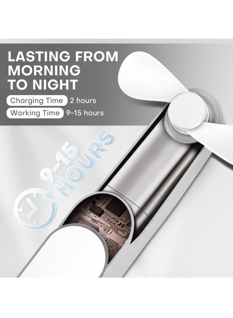 SYOSI Handheld Mini Fan, 2-Speed Rechargeable Travel Fan, 1500mAh, Portable USB Small Pocket Fan, Foldable Eyelash Fan, Personal Fan for Women, Outdoor Travel Essentials - Image 5