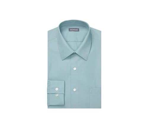 Van Heusen Men's Dress Shirt Fitted Poplin Solid, Ocean Mist, 18" Neck 34"-35" Sleeve - Image 3