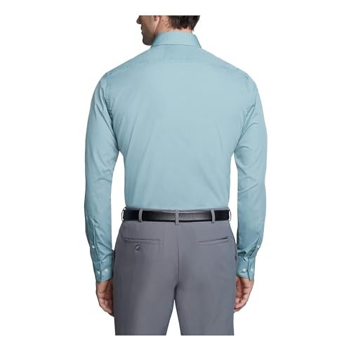 Van Heusen Men's Dress Shirt Fitted Poplin Solid, Ocean Mist, 18" Neck 34"-35" Sleeve - Image 2