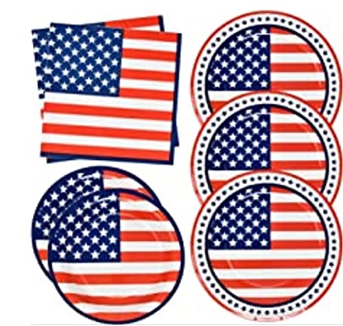 Unique USA Flag Round Dessert Plates - 9"" (8 Count) - Premium Quality Paper  Eco-Friendly & Durable  Patriotic Design - Perfect For July 4th & All-American Celebrations - Image 2