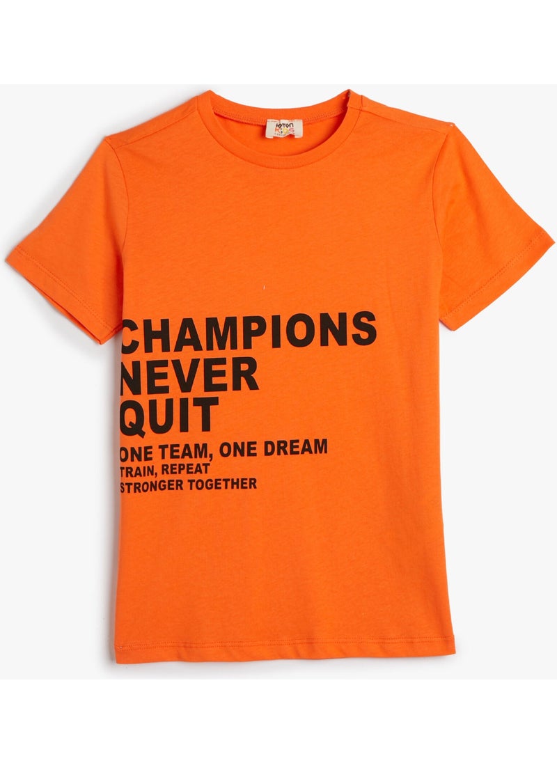 KOTON T-Shirt Short Sleeve Slogan Printed Cotton  - Image 1