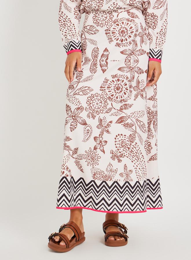 Take Two Take Two Print Long Sleeve Top and A-Line Skirt Co-Ords  - Image 5