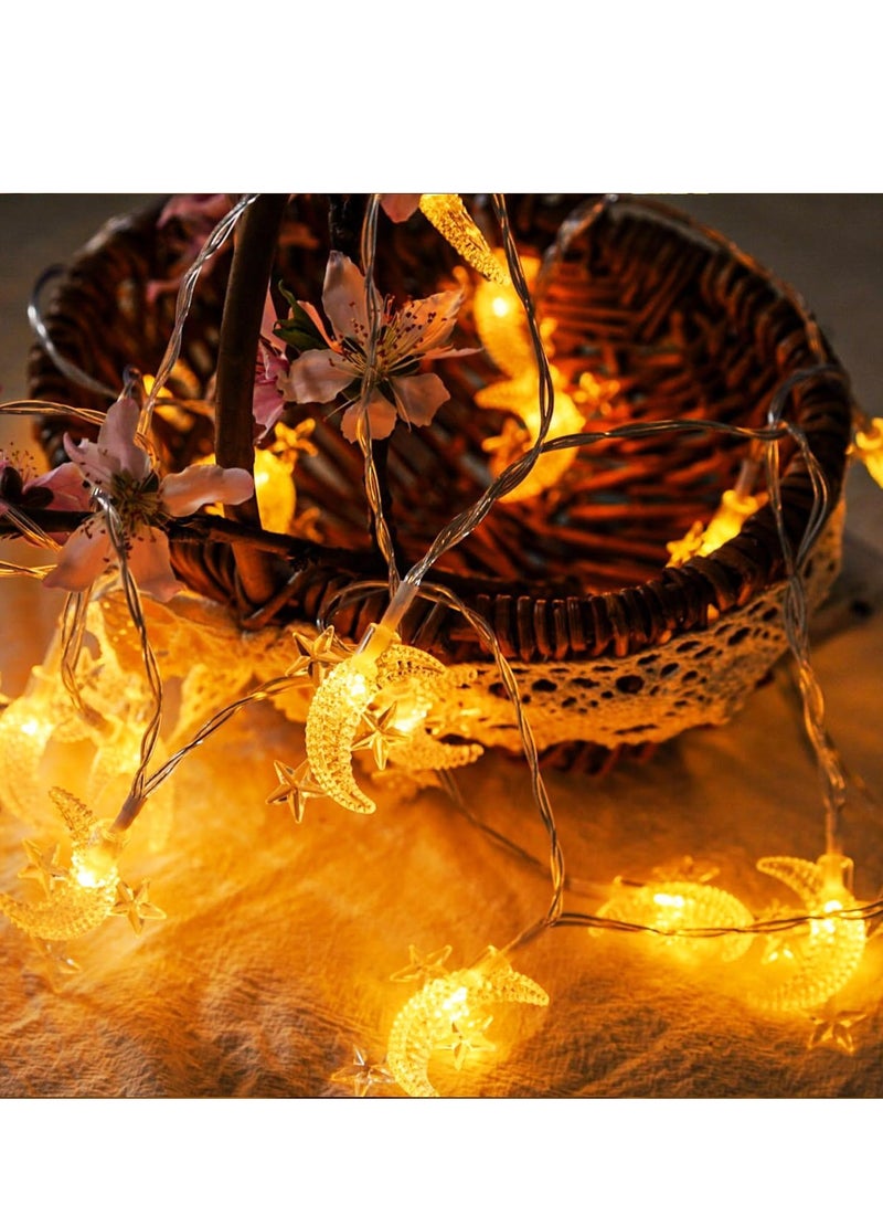 4 PCS 3M 20 LED Ramadan Decorative Star and Moon String Lights for New Moon Party, Wedding,  Suitable for Room, Dorm, Living Room（Warm） - Image 2
