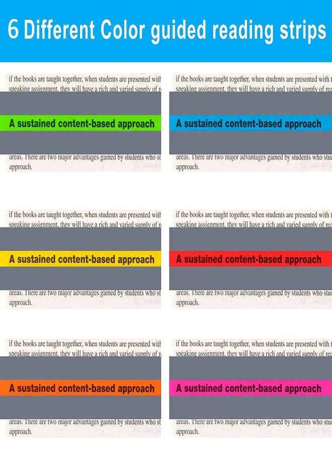 Heetobcos 36 Pieces Guided Reading Strips Highlight Strips Colored Overlays Colorful Bookmarks Help with Dyslexia for Children and Teaching Supplies (6 Colors) - Image 3