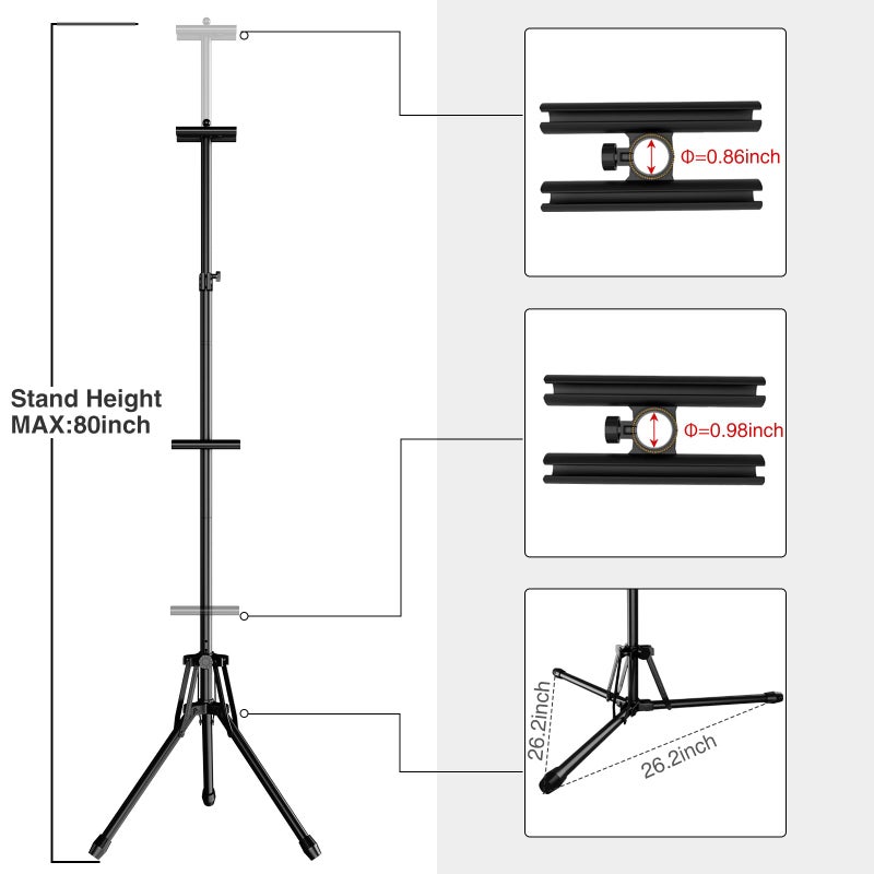 GSOW Poster Stand for Display, 80'' Adjustable Sign Stand Tripod, Retractable Poster Board Stand Double-Sided Banner Stand, Foldable Floor Standing Sign Holder Signage Stand with Portable Bag, Black - Image 4