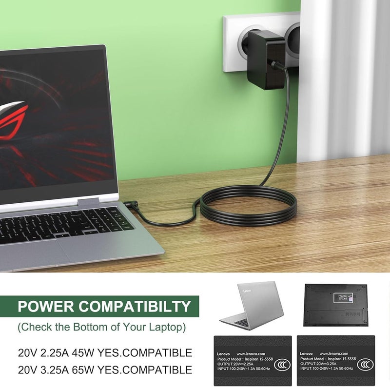 Wefly ​Len/OVO Laptop Charger 65W for Lenovo Ideapad Slim 1 3 5 1i 3i 5i S145 320S 330S S340 C340 S130 S540 L340 120S 110S 130S 510S S530 710S S740 Flex 5 4 6 14 14iwl 15 Laptop Power Supply Adapter Cord - Image 4