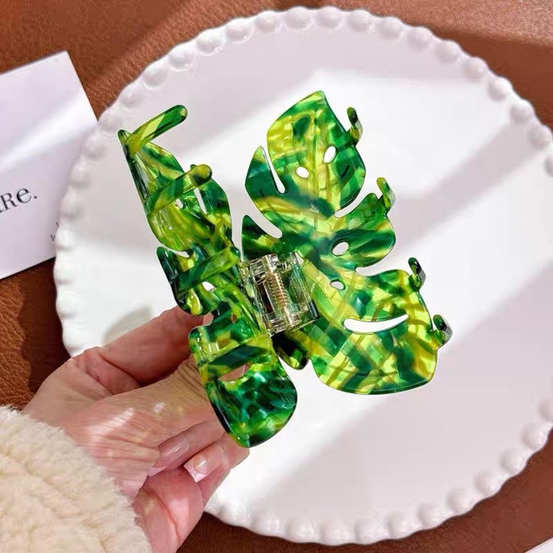 Agirlvct Hair Clips for Women, 3.5 Inch Cute Acetate Strong Hold Hair Claw Clip, Unique Leaf Stylish Hair Accessories Decor Birthday Valentine's Motherâ€˜s Day Gift for Girls Wife Family Thick Thin Hair (3 PCS) - Image 4