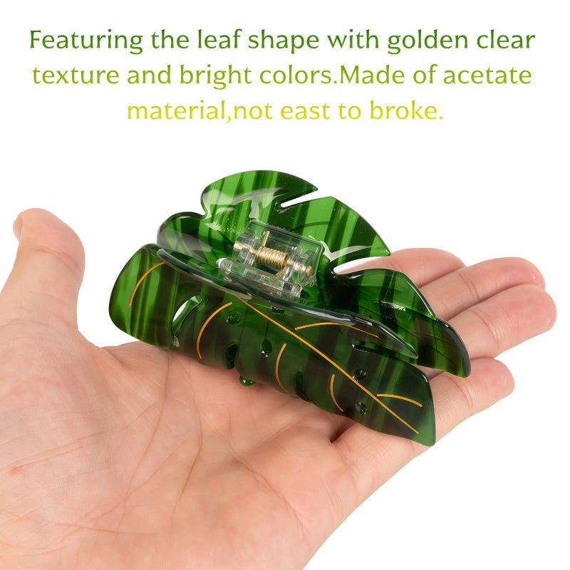 Agirlvct Hair Clips for Women, 3.5 Inch Cute Acetate Strong Hold Hair Claw Clip, Unique Leaf Stylish Hair Accessories Decor Birthday Valentine's Motherâ€˜s Day Gift for Girls Wife Family Thick Thin Hair (3 PCS) - Image 5