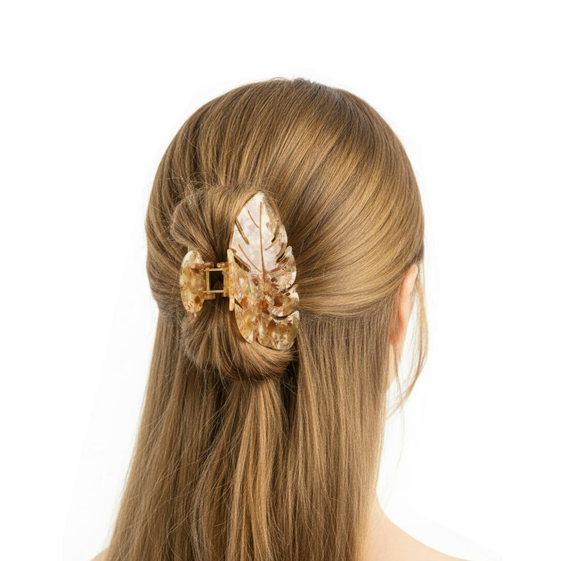 Agirlvct Hair Clips for Women, 3.5 Inch Cute Acetate Strong Hold Hair Claw Clip, Unique Leaf Stylish Hair Accessories Decor Birthday Valentine's Motherâ€˜s Day Gift for Girls Wife Family Thick Thin Hair (3 PCS) - Image 3