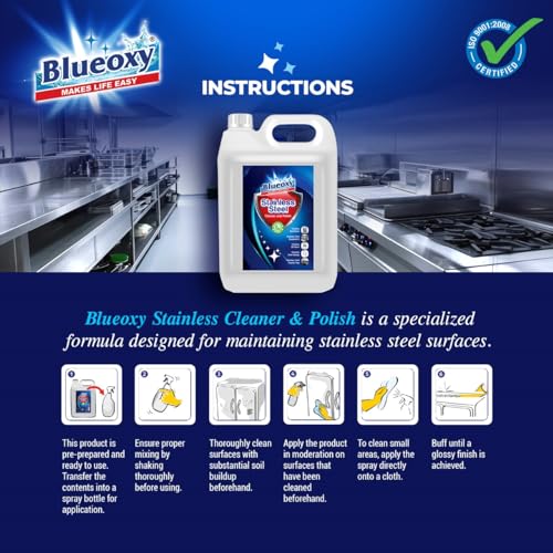 Blueoxy Pro Stainless Steel and Inox Cleaner & Polish | Eco-Friendly Formula -5 LTR - Image 3