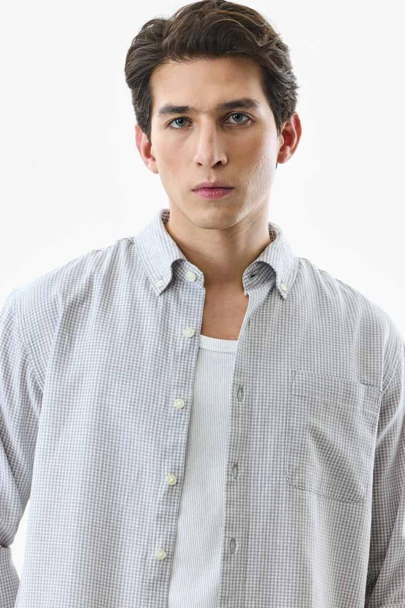 SNITCH Gingham Regular Fit Linen Blend Shirt