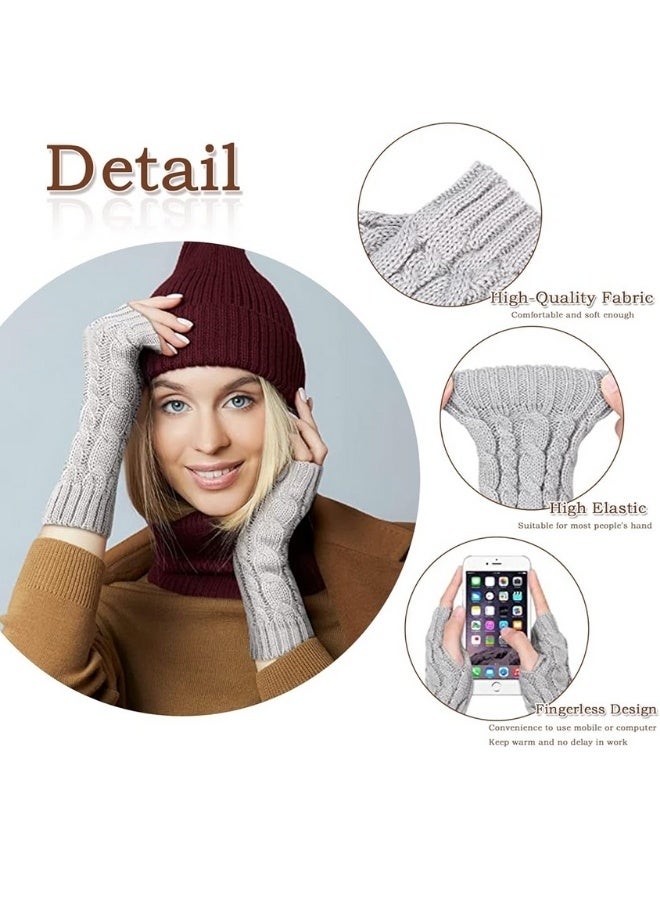 Glowudz 1Pair Winter Warm Gloves Knitting Fingerless Mittens  - Image 5
