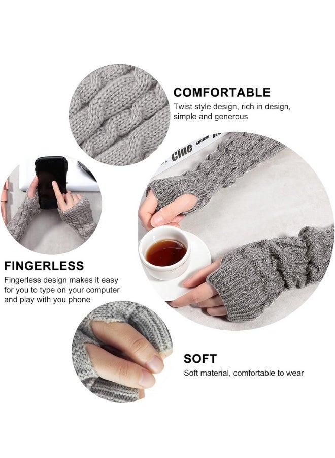 Glowudz 1Pair Winter Warm Gloves Knitting Fingerless Mittens  - Image 4