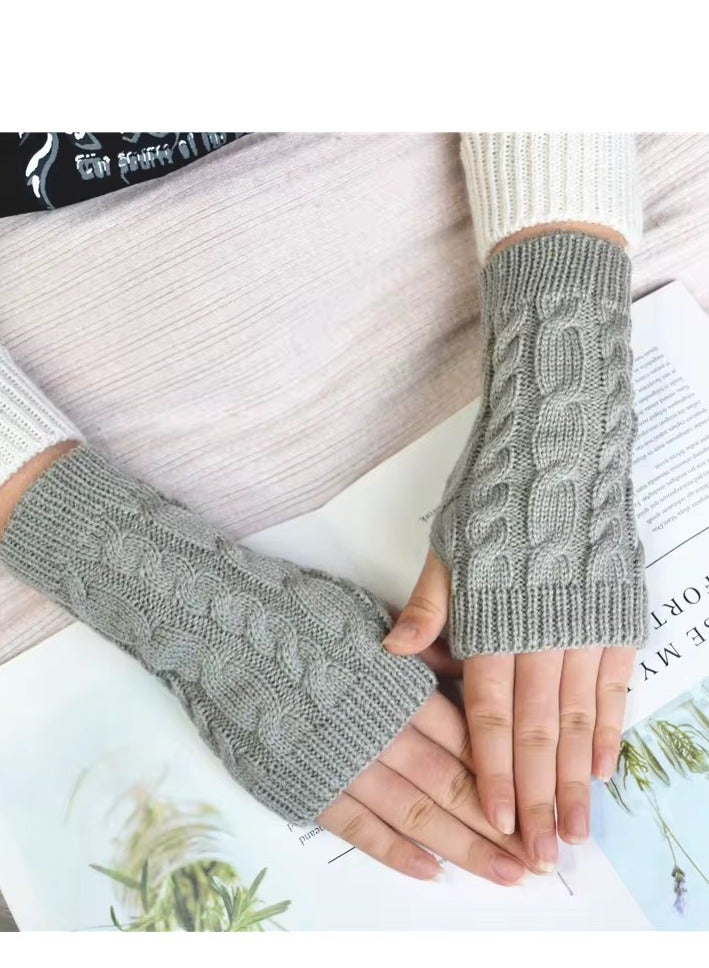 Glowudz 1Pair Winter Warm Gloves Knitting Fingerless Mittens  - Image 2