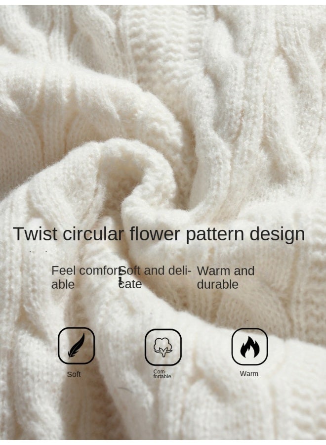 Hanlu Men's Solid Color Twisted Design Round Neck Sweater Men's And Women's Autumn And Winter Couple Loose Knitted Sweater Coat - Image 4