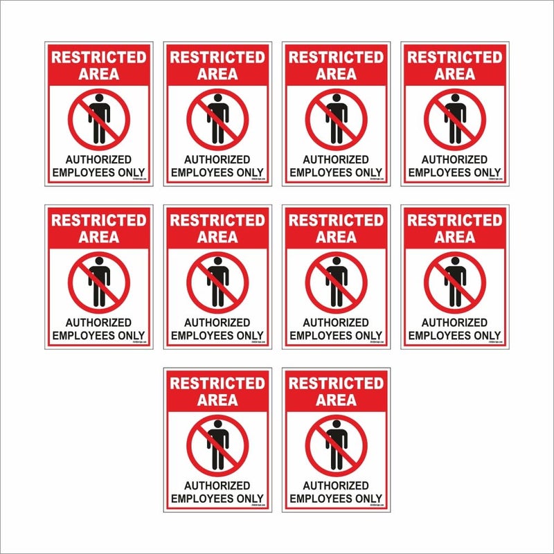 Clickforsign Restricted Area Authorized Employee Only Sign Board for walls and doors (Pack of 10) - Image 1