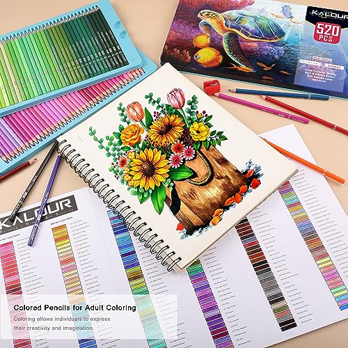 KALOUR Pro Colored Pencils,Set of 520 Colors,Artists Soft Core with Vibrant Color,Ideal for Drawing Sketching Shading,Coloring Pencils for Adults Artists Beginners - Image 3