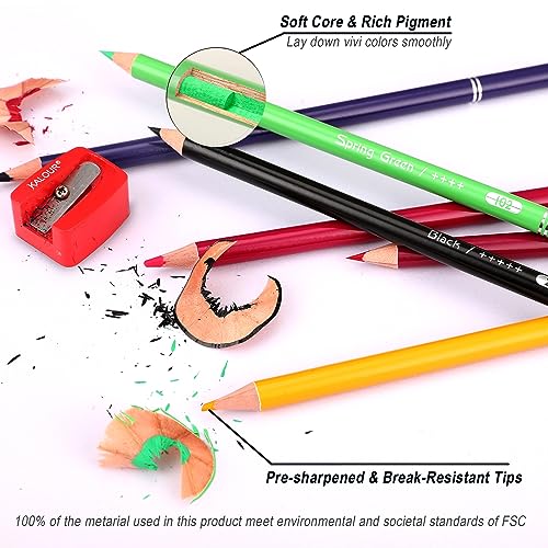 KALOUR Pro Colored Pencils,Set of 520 Colors,Artists Soft Core with Vibrant Color,Ideal for Drawing Sketching Shading,Coloring Pencils for Adults Artists Beginners - Image 5