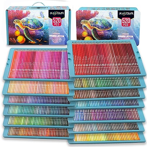 KALOUR Pro Colored Pencils,Set of 520 Colors,Artists Soft Core with Vibrant Color,Ideal for Drawing Sketching Shading,Coloring Pencils for Adults Artists Beginners - Image 1